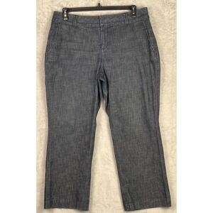 Coldwater Creek Women's Trousers 16 Petite Cotton Stretch Wide Blue Denim Pants